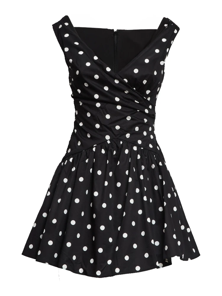 Black Polka Dot Cotton Mini Dress