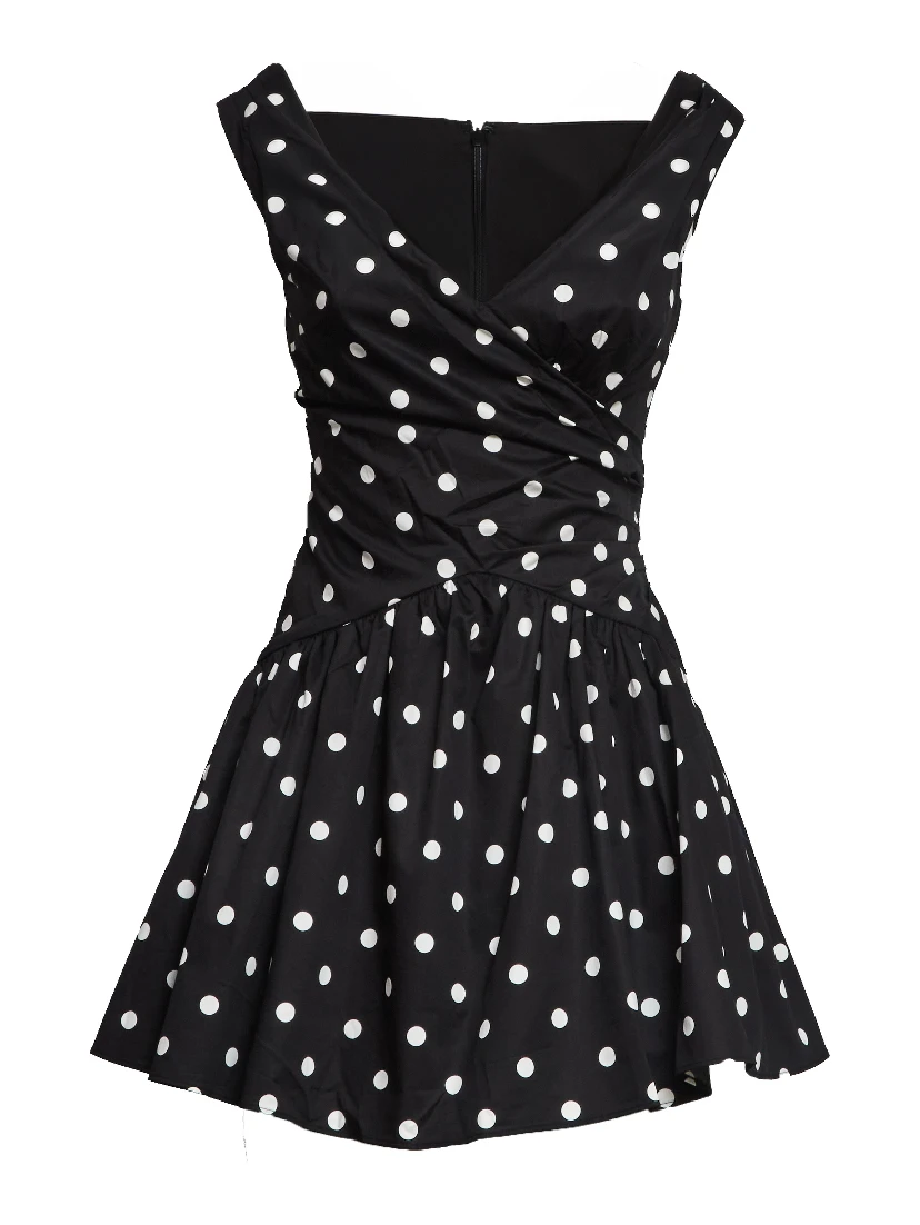 Black Polka Dot Cotton Mini Dress