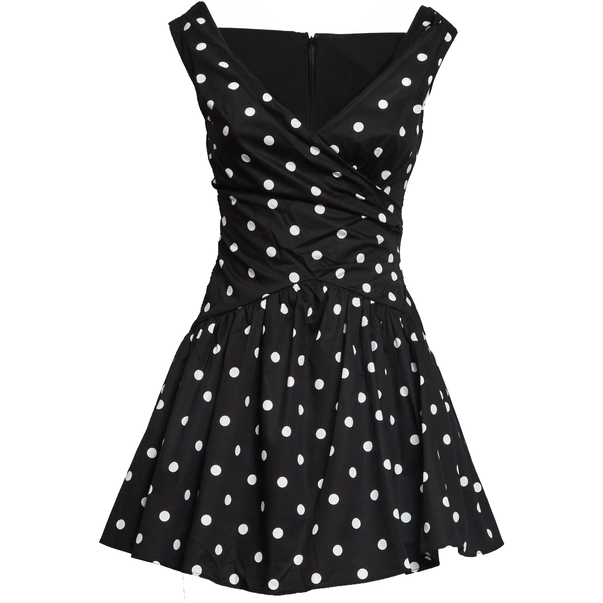 Black Polka Dot Cotton Mini Dress