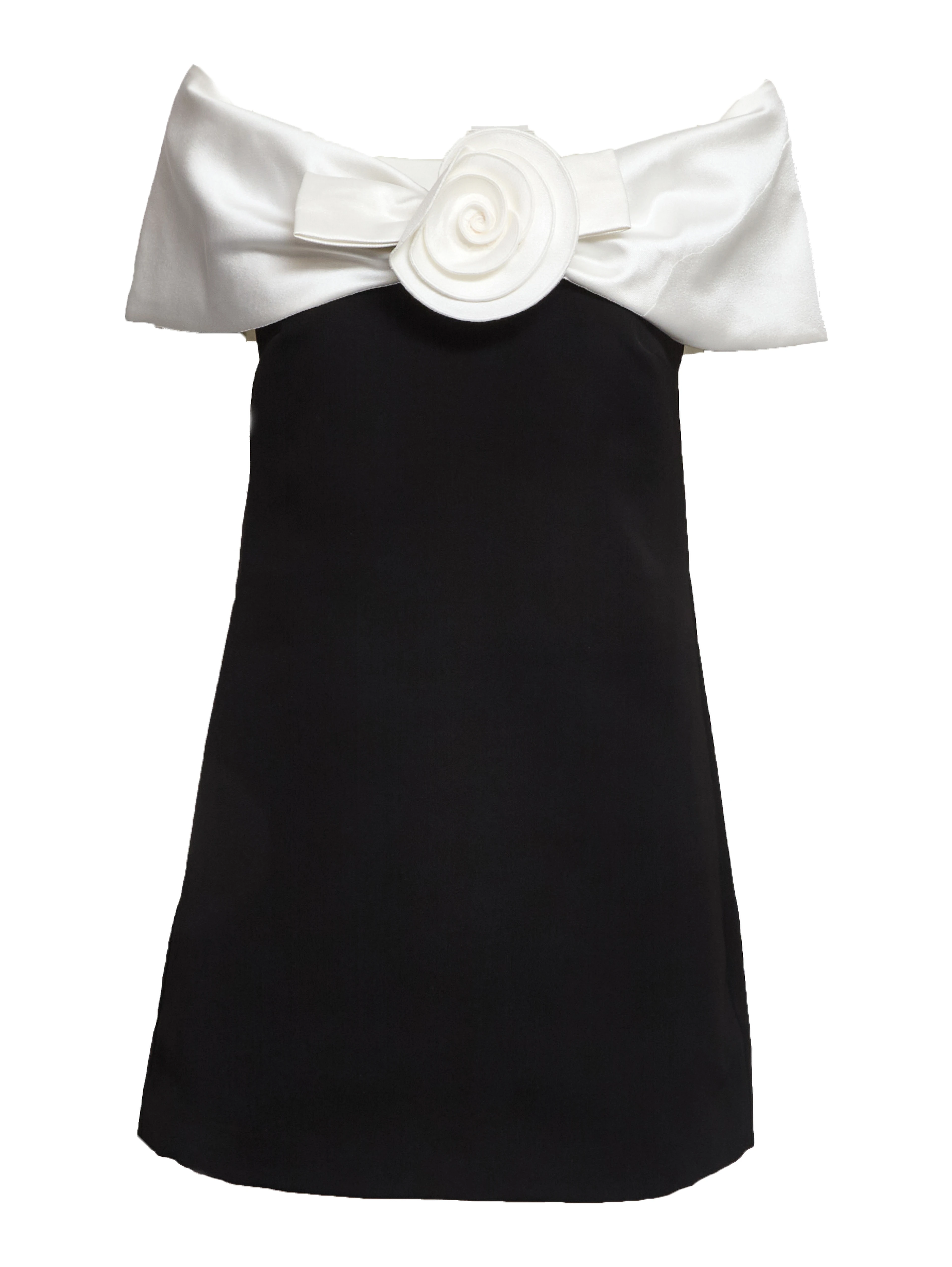 Black Crepe Flower Mini Dress