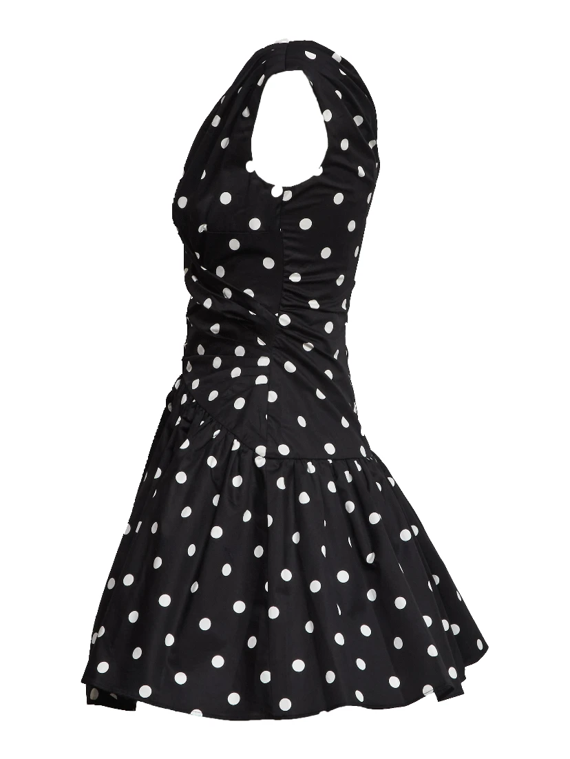 Black Polka Dot Cotton Mini Dress