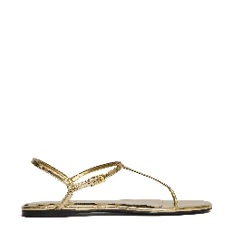 Montecarlo Flat Sandal Metallic Leather Plisse
