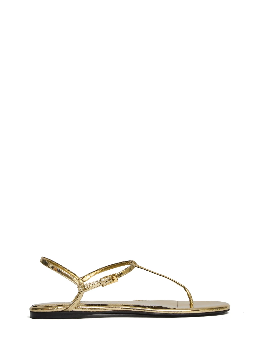 Montecarlo Flat Sandal Metallic Leather Plisse