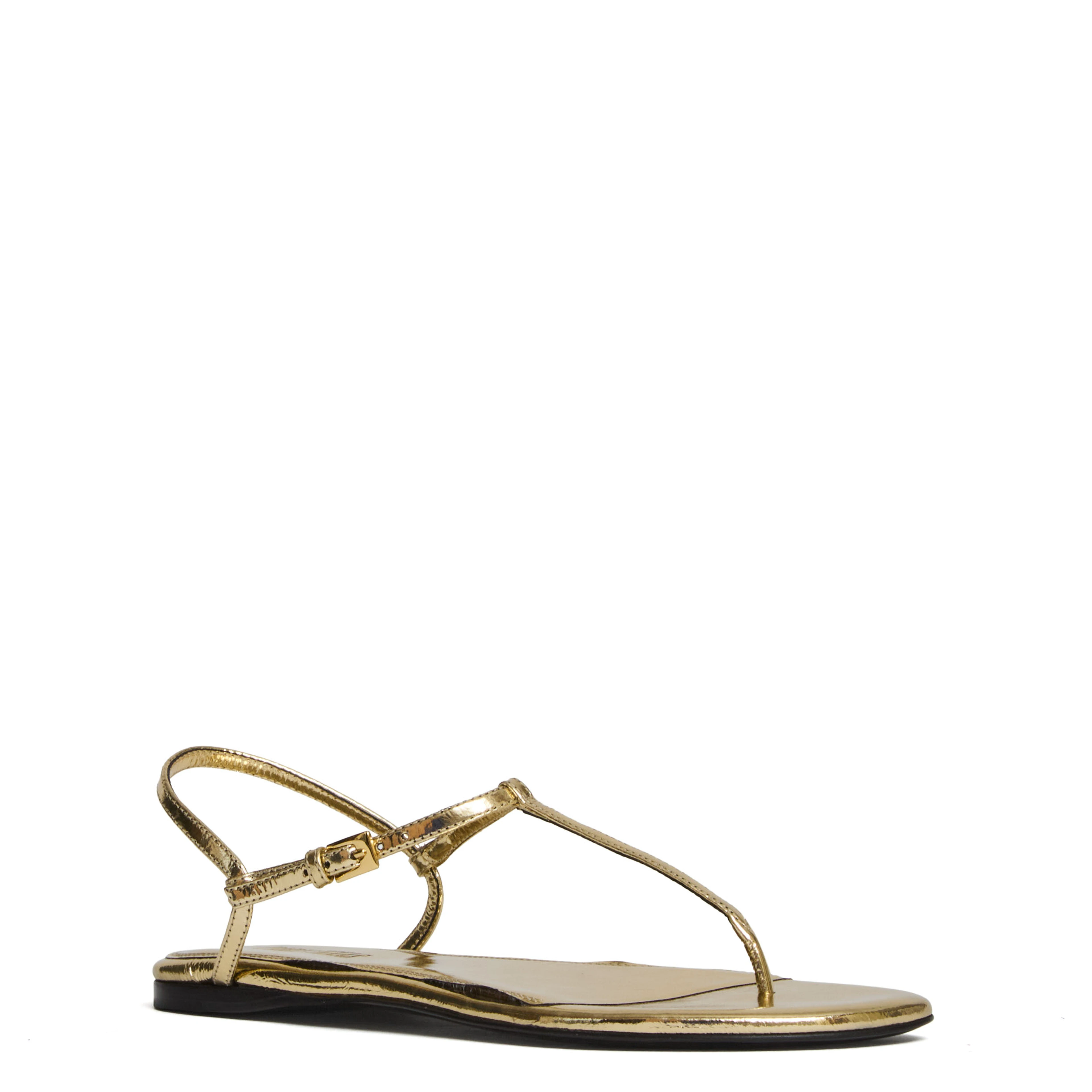 Montecarlo Flat Sandal Metallic Leather Plisse