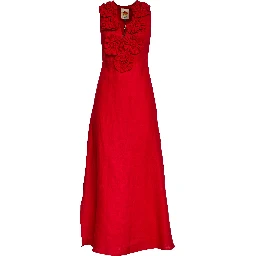 Red Sleeveless Midi Dress