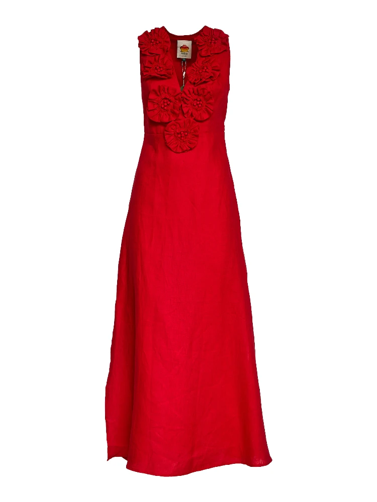 Red Sleeveless Midi Dress