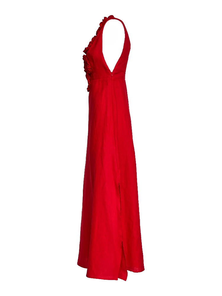 Red Sleeveless Midi Dress alternative