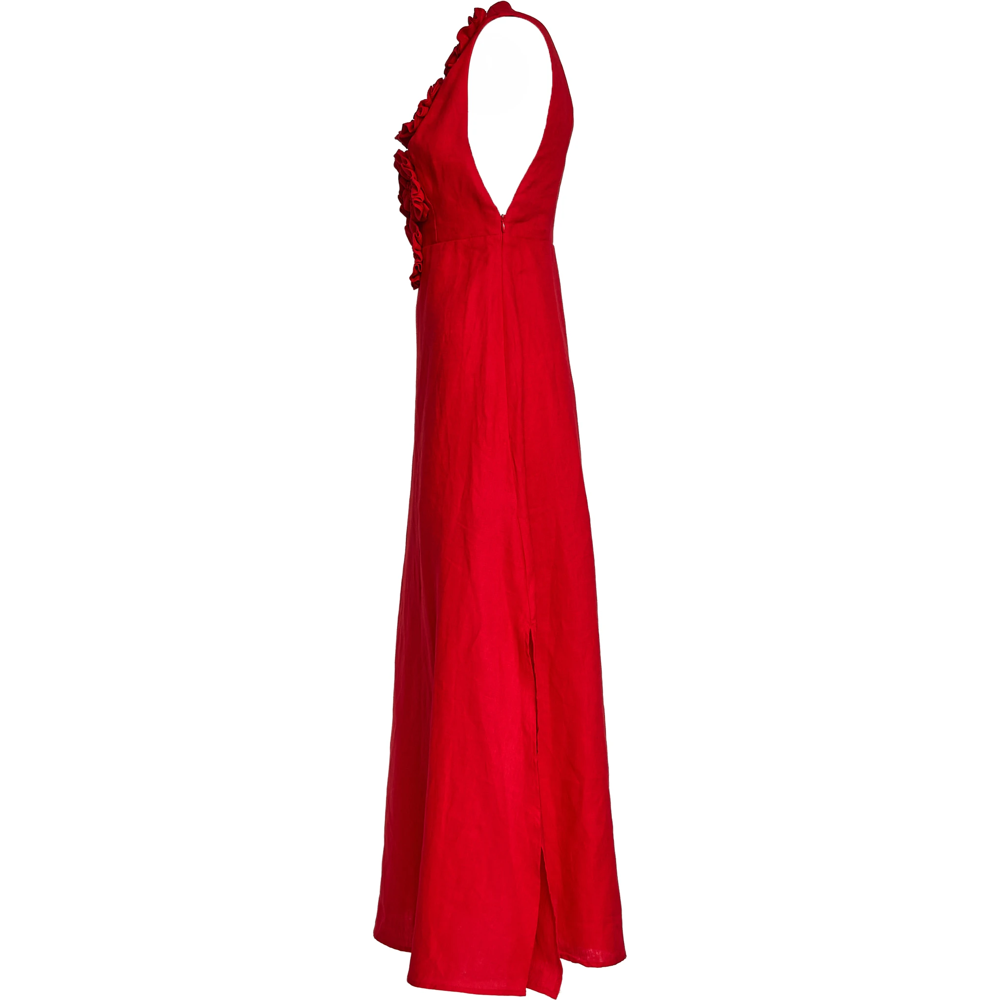 Red Sleeveless Midi Dress