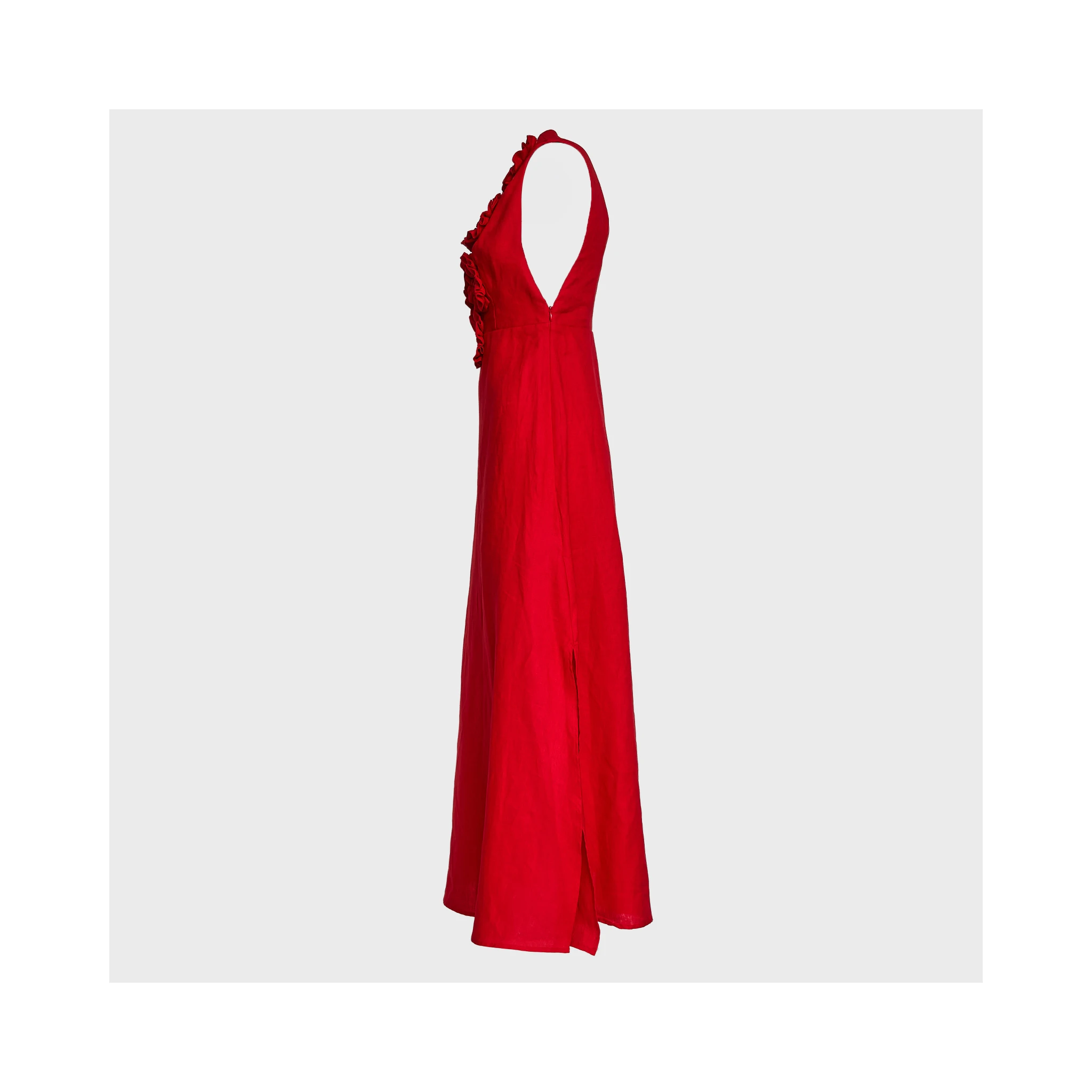 Red Sleeveless Midi Dress