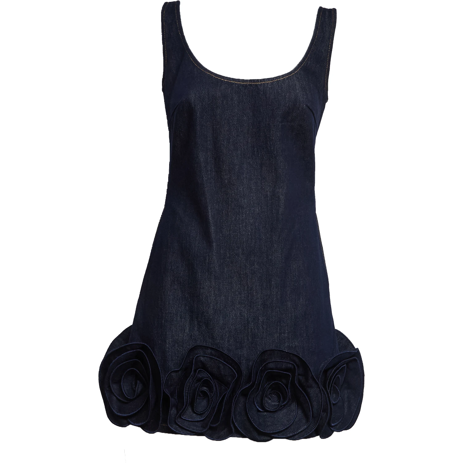 Indigo Denim 3D Flower Mini Dress