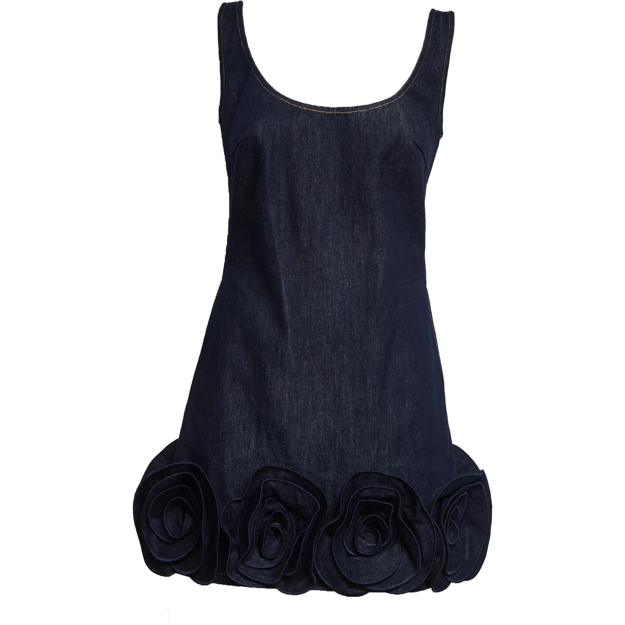Indigo Denim 3D Flower Mini Dress
