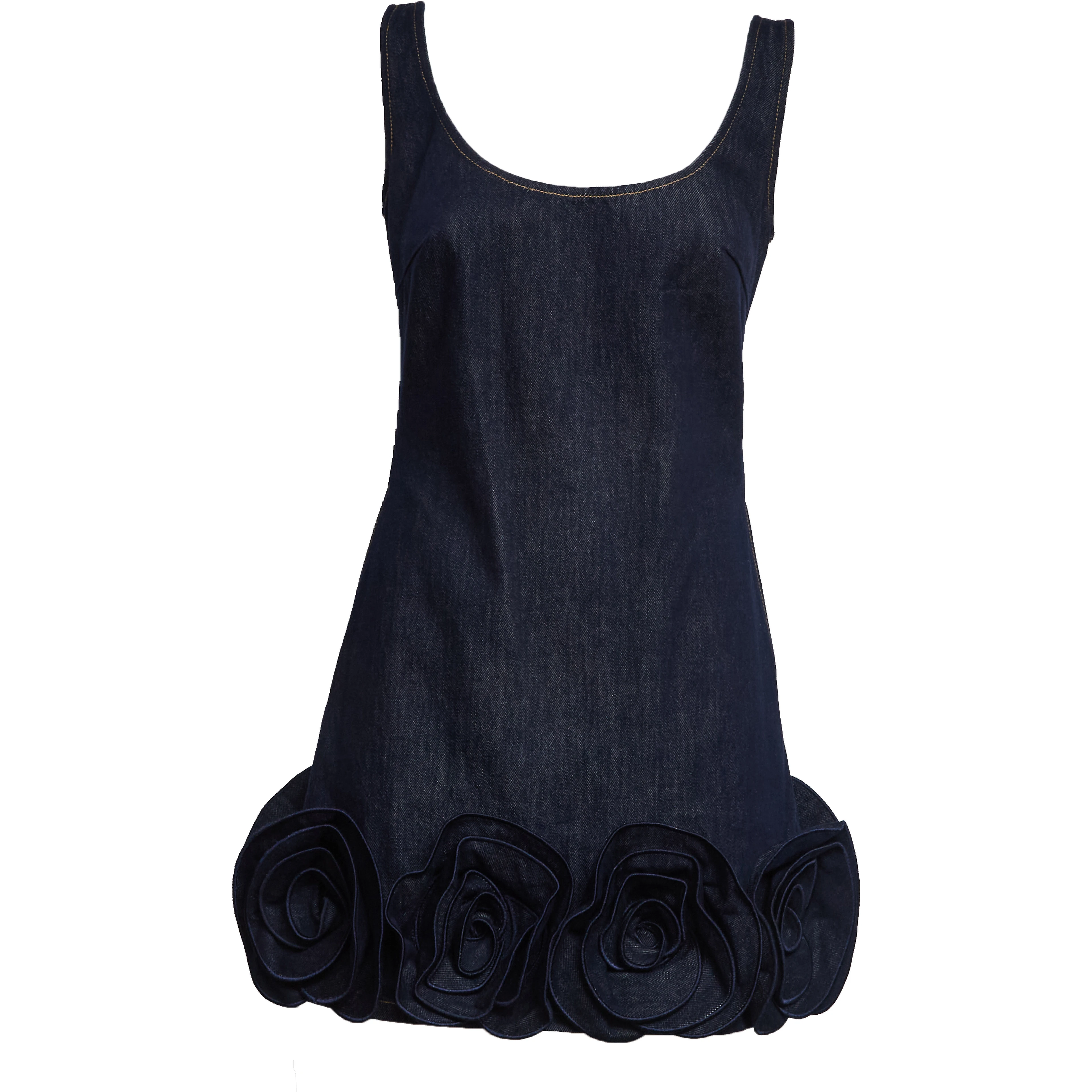 Indigo Denim 3D Flower Mini Dress
