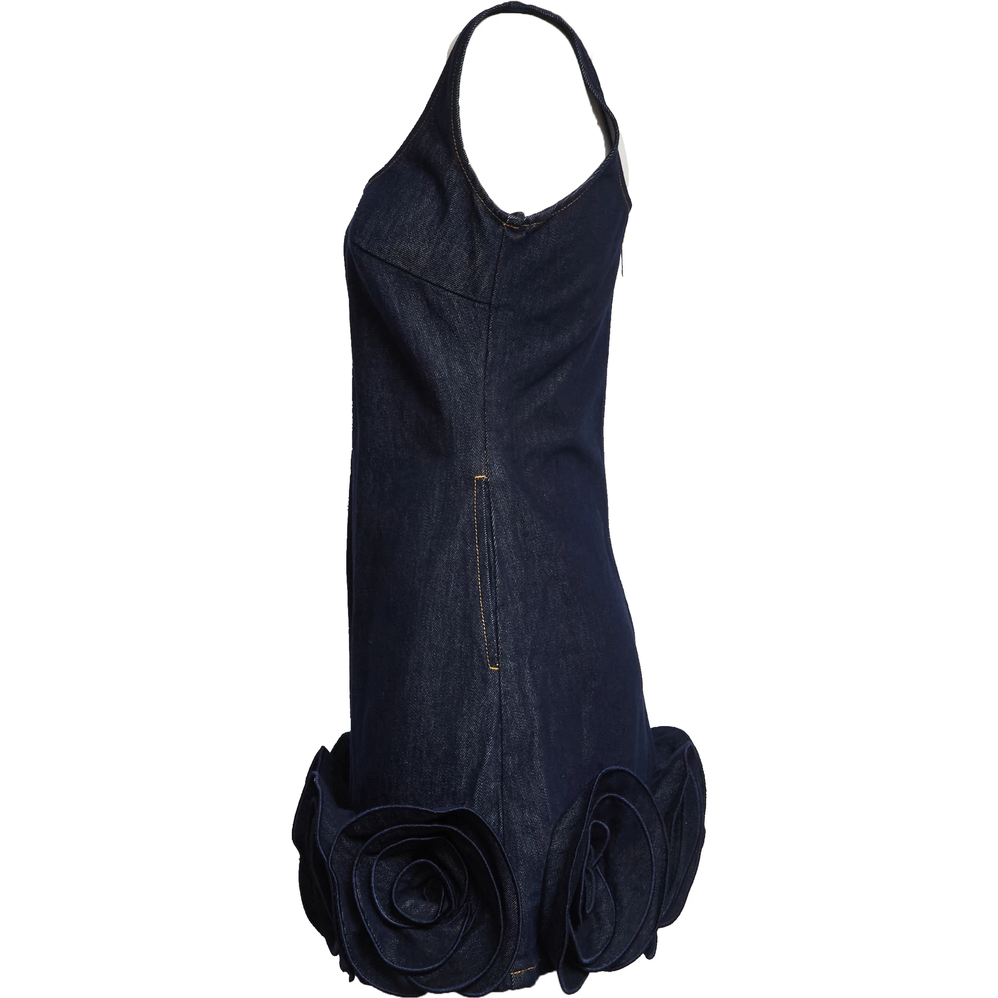 Indigo Denim 3D Flower Mini Dress