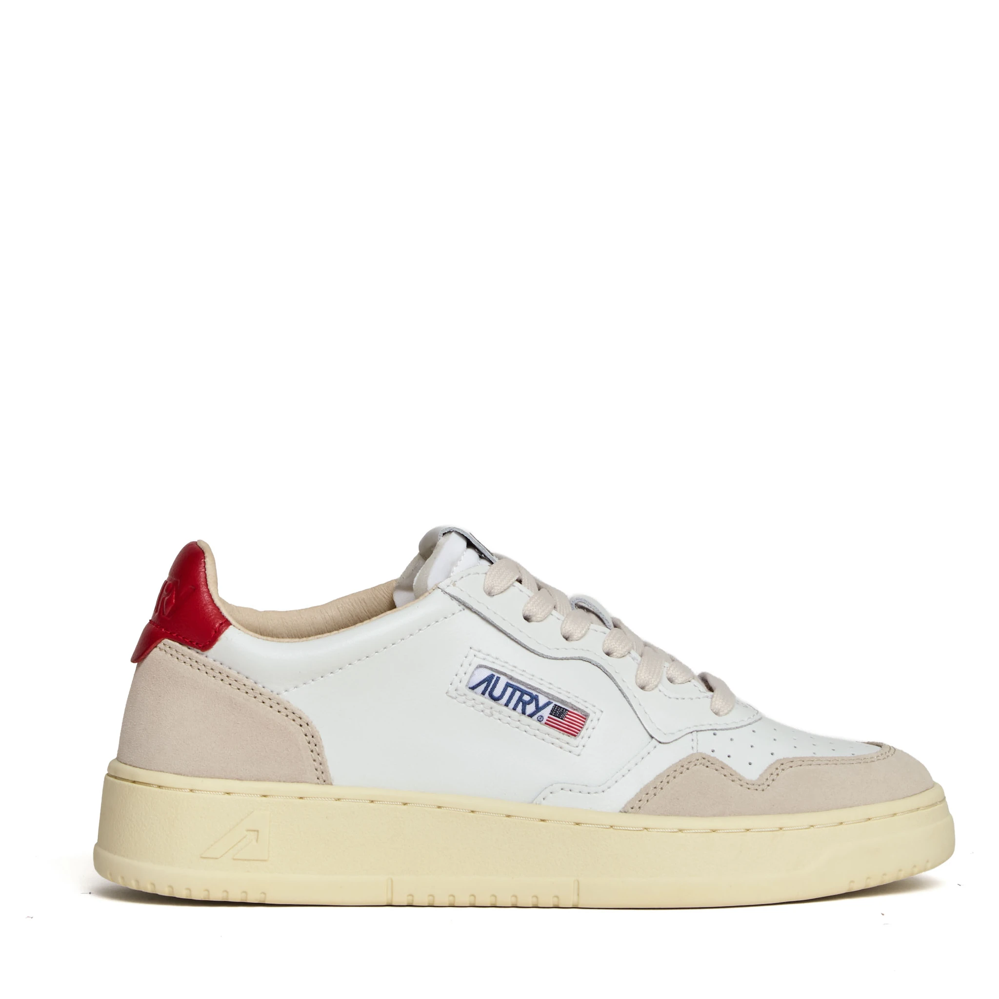 Sneakers Medalist Low In Pelle Bianca E Suede Beige
