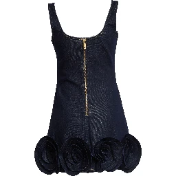 Indigo Denim 3D Flower Mini Dress