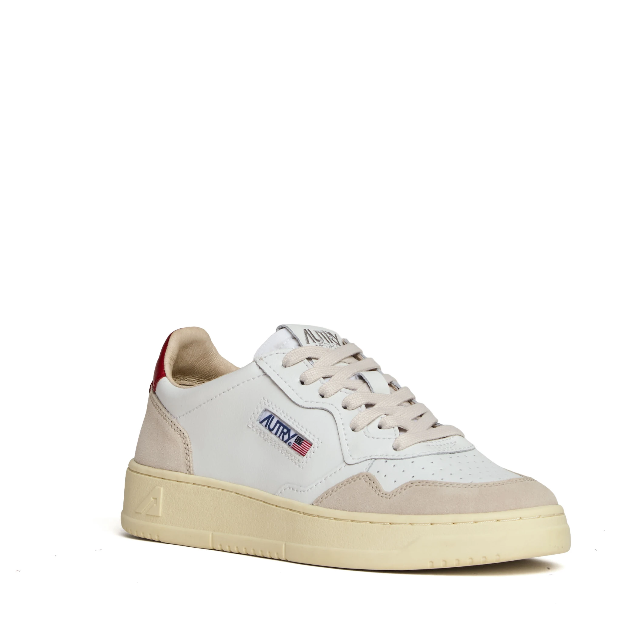 Sneakers Medalist Low In Pelle Bianca E Suede Beige