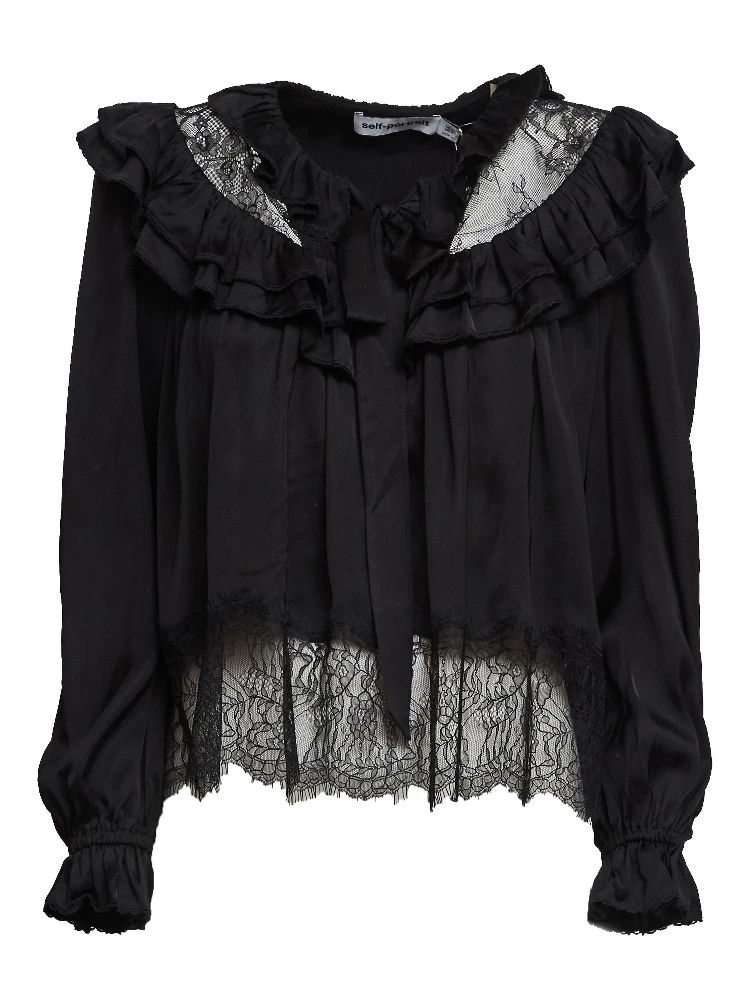 Black Viscose Lace Blouse