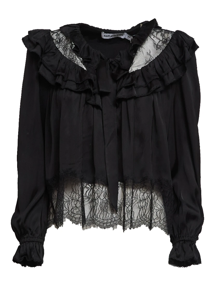 Black Viscose Lace Blouse