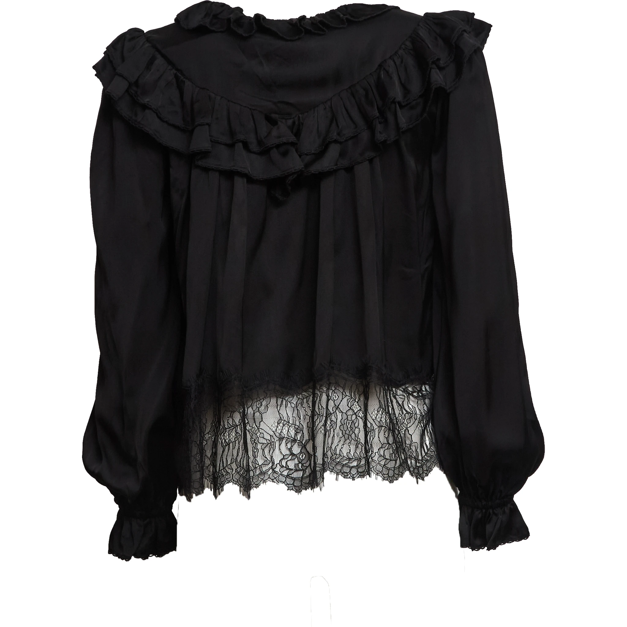 Black Viscose Lace Blouse