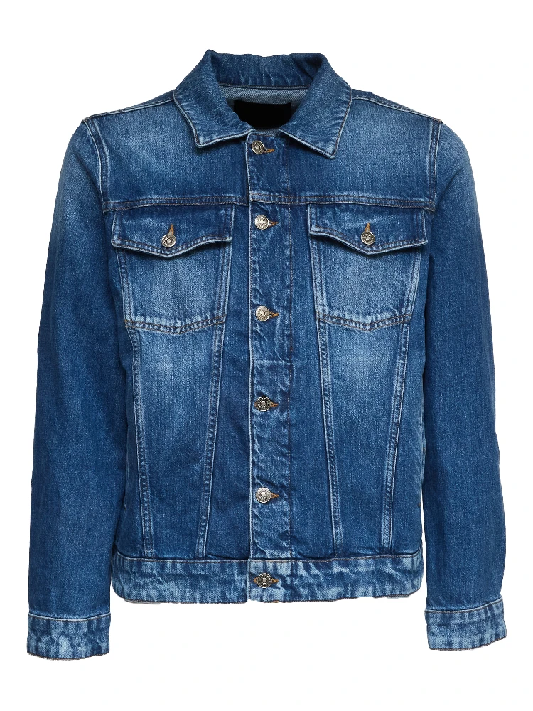 Trucker In Denim Blu Fisso Cross Regular