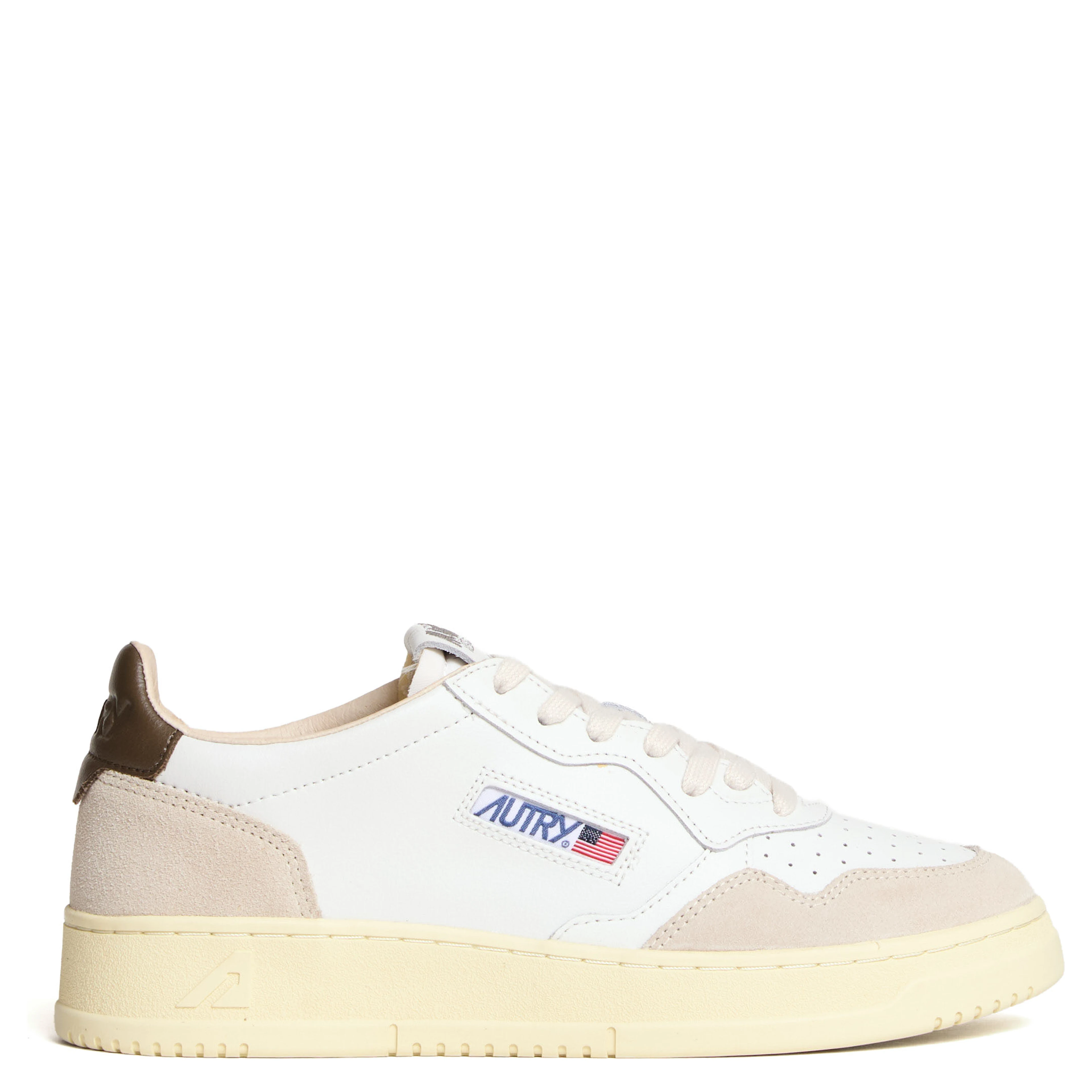 Sneakers Medalist Low In Pelle E Suede Bianco, Teak