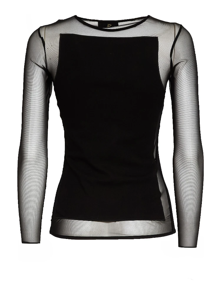 Maglia Girocollo Slim In Cotone Tulle