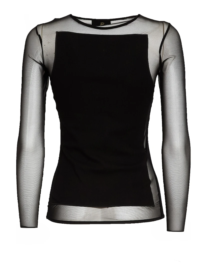 Maglia Girocollo Slim In Cotone Tulle