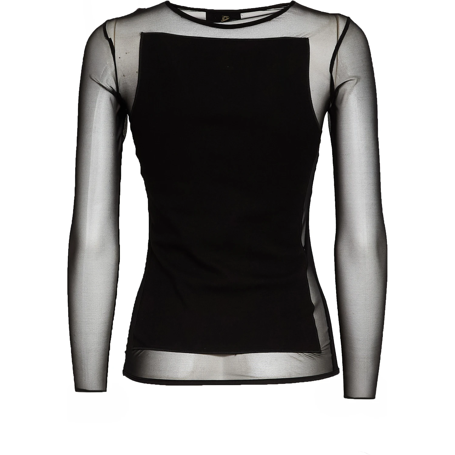 Maglia Girocollo Slim In Cotone Tulle