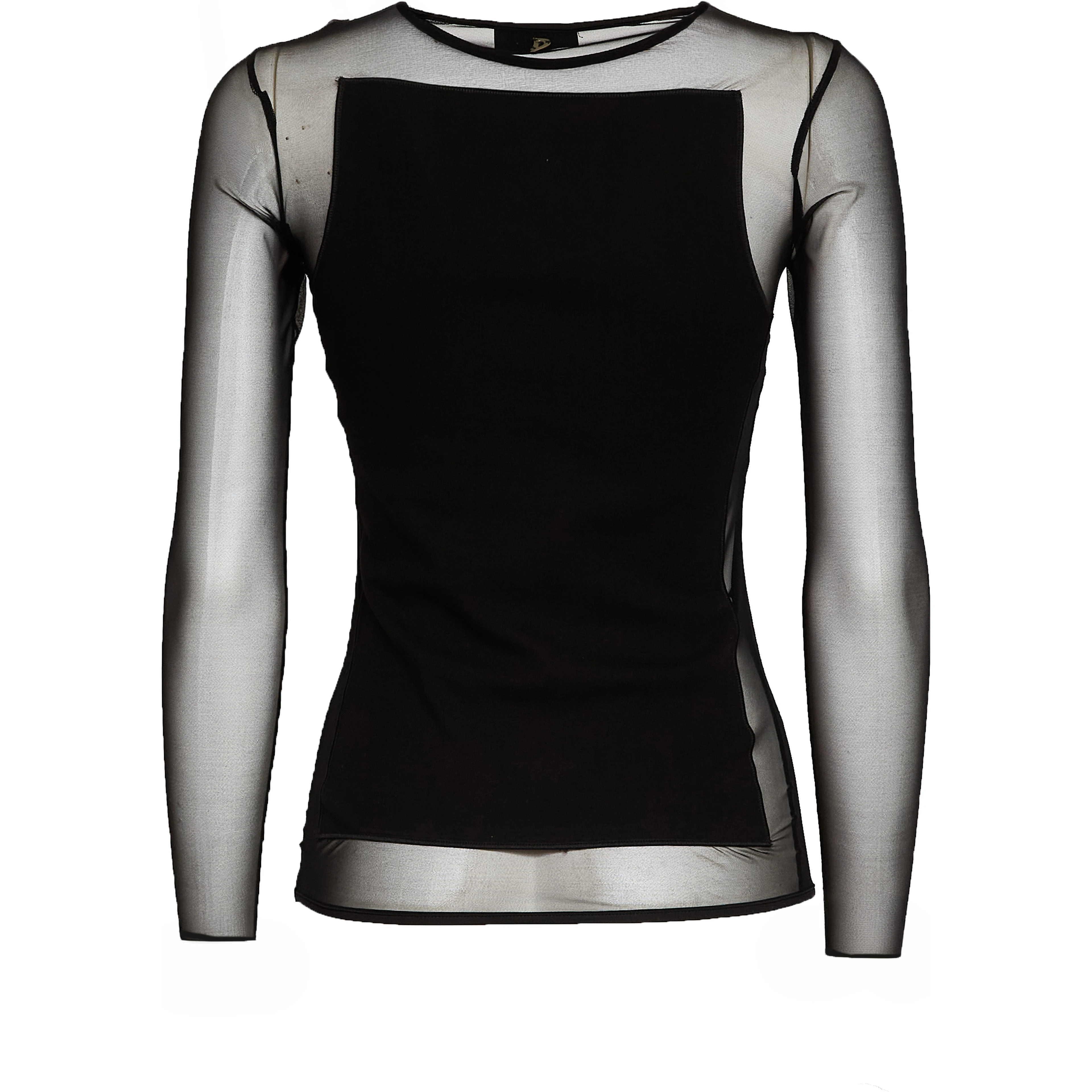 Maglia Girocollo Slim In Cotone Tulle