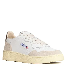 Sneakers Medalist Low In Pelle E Suede Bianco, Teak