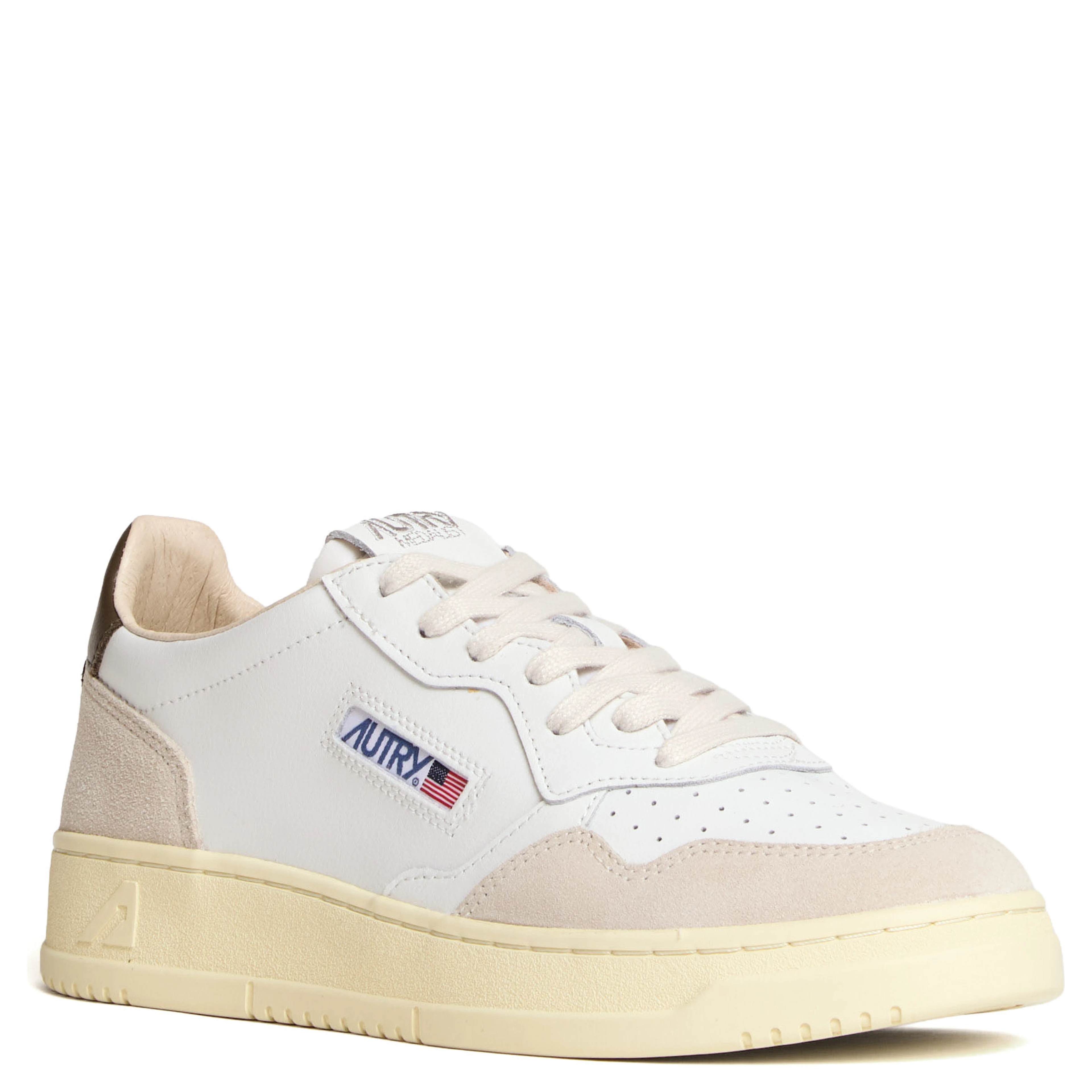 Sneakers Medalist Low In Pelle E Suede Bianco, Teak