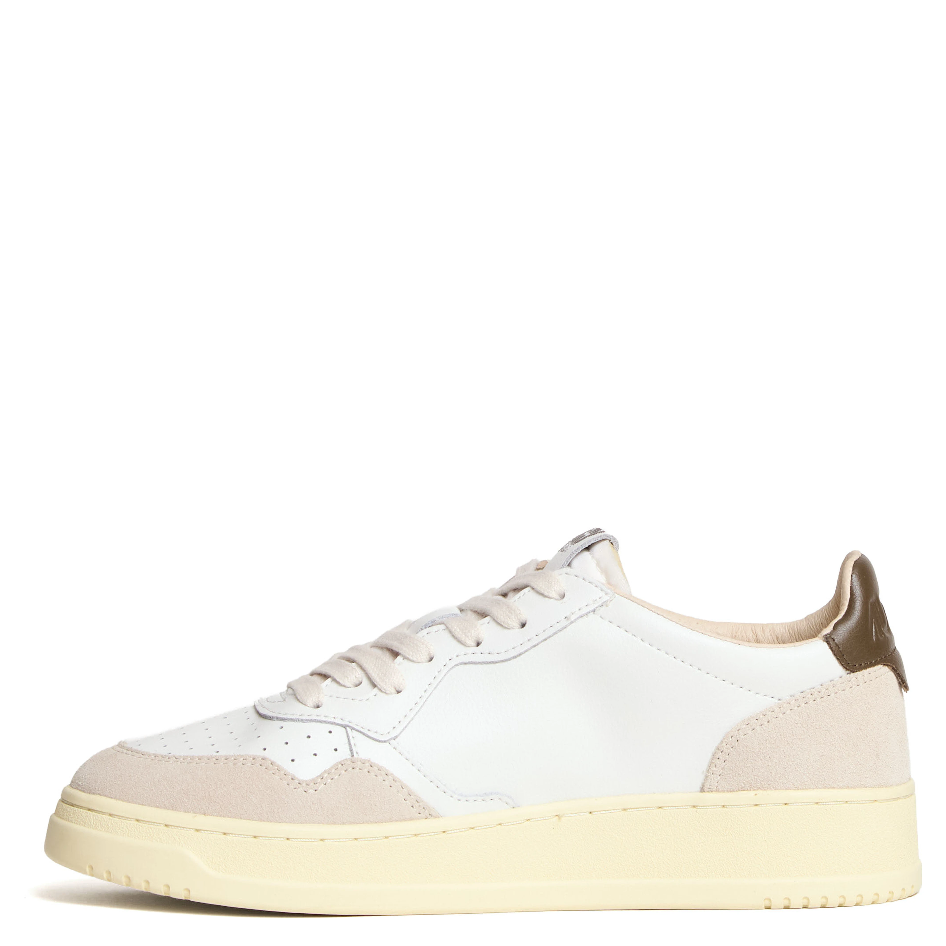 Sneakers Medalist Low In Pelle E Suede Bianco, Teak