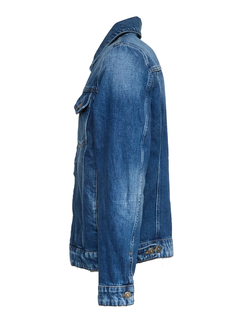 Trucker In Denim Blu Fisso Cross Regular