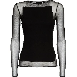 Maglia Girocollo Slim In Cotone Tulle