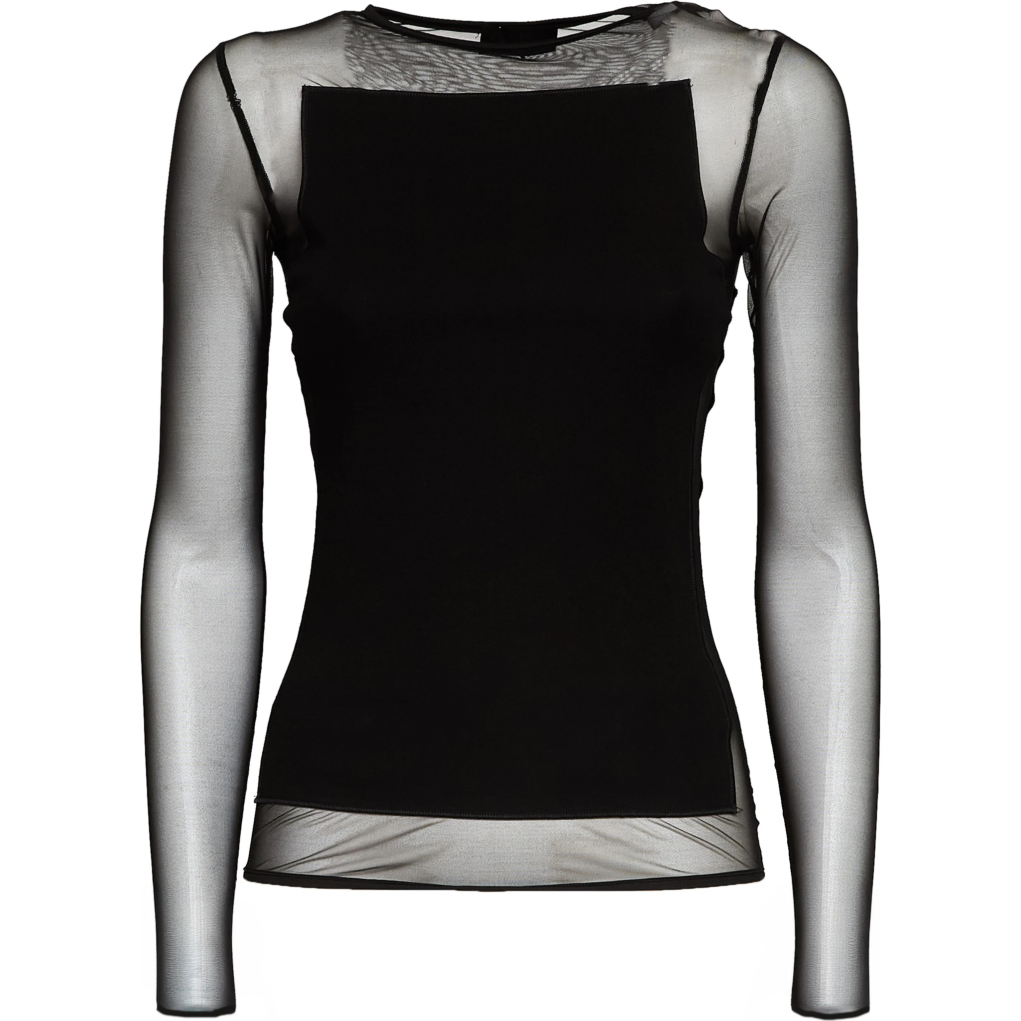 Maglia Girocollo Slim In Cotone Tulle