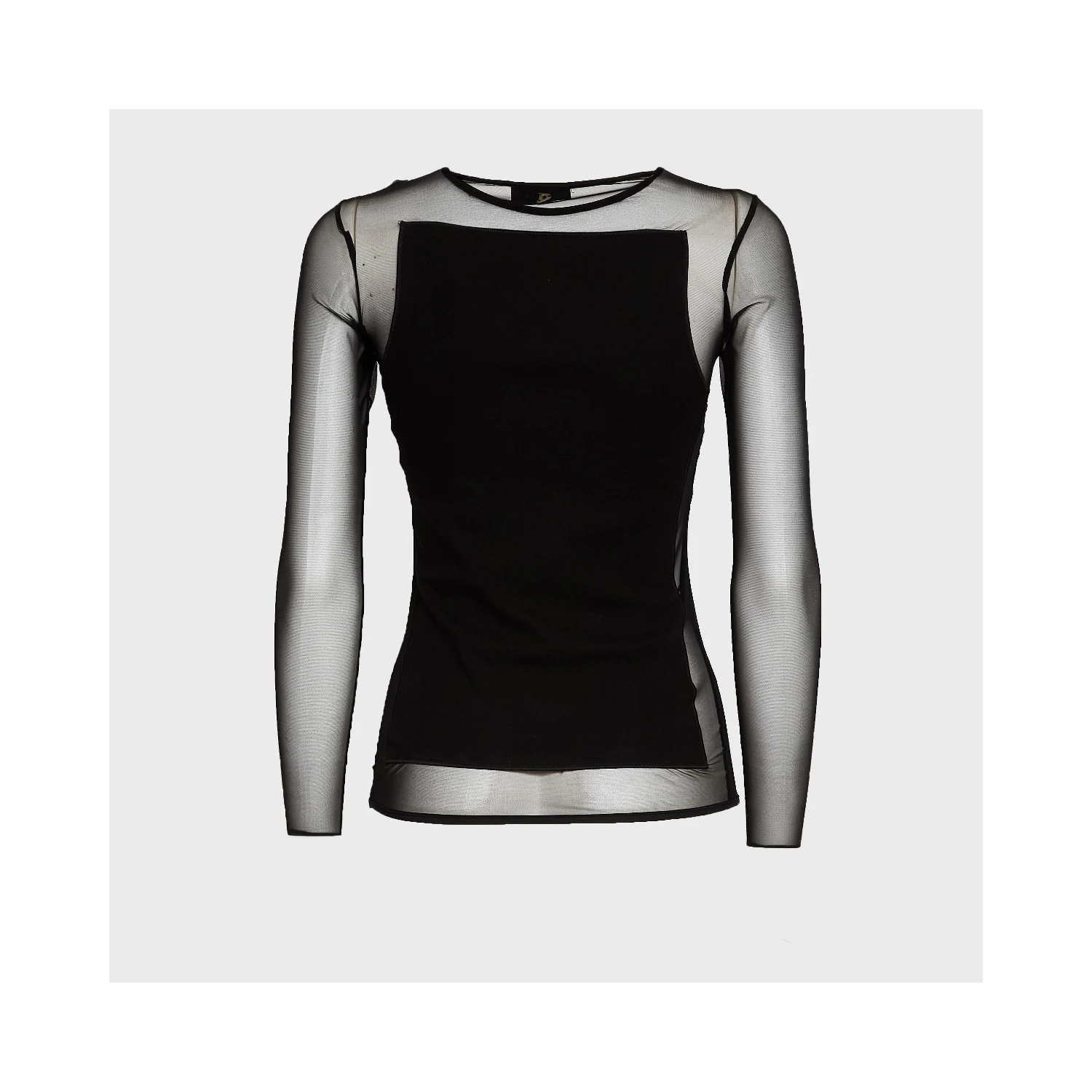 Maglia Girocollo Slim In Cotone Tulle