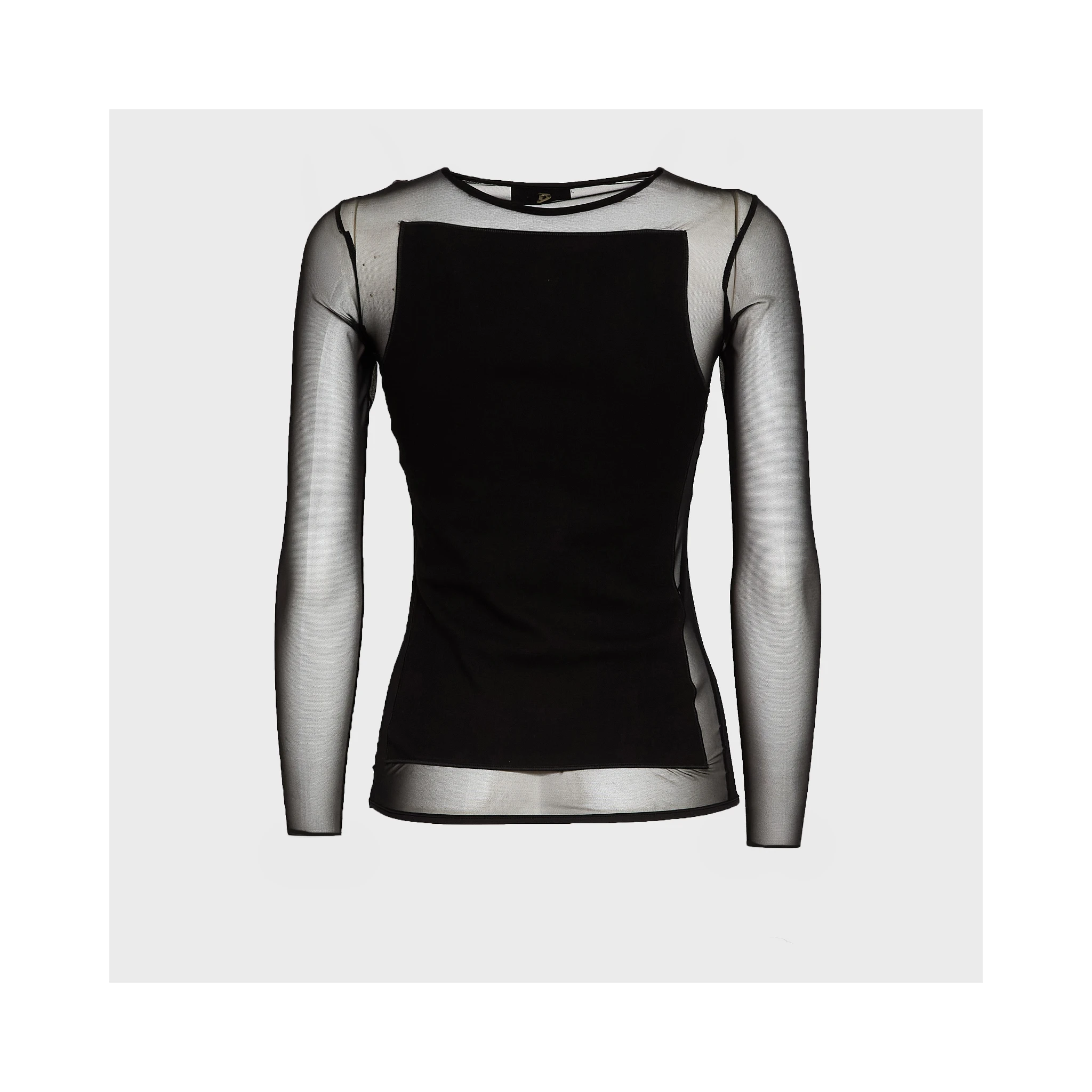 Maglia Girocollo Slim In Cotone Tulle