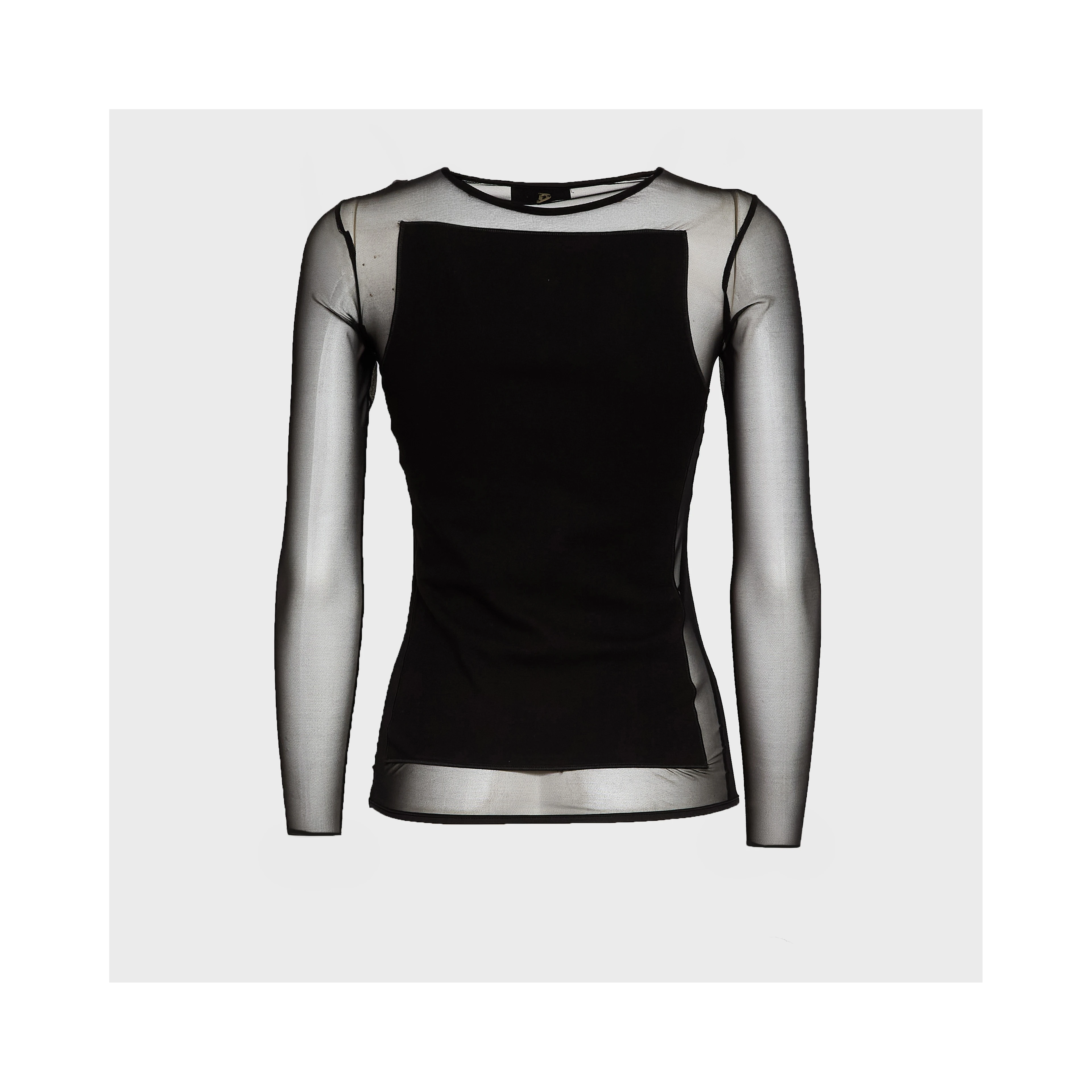 Maglia Girocollo Slim In Cotone Tulle