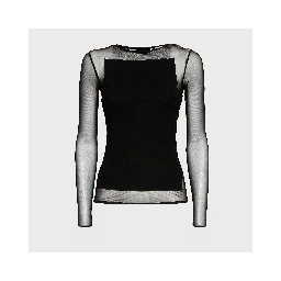 Maglia Girocollo Slim In Cotone Tulle