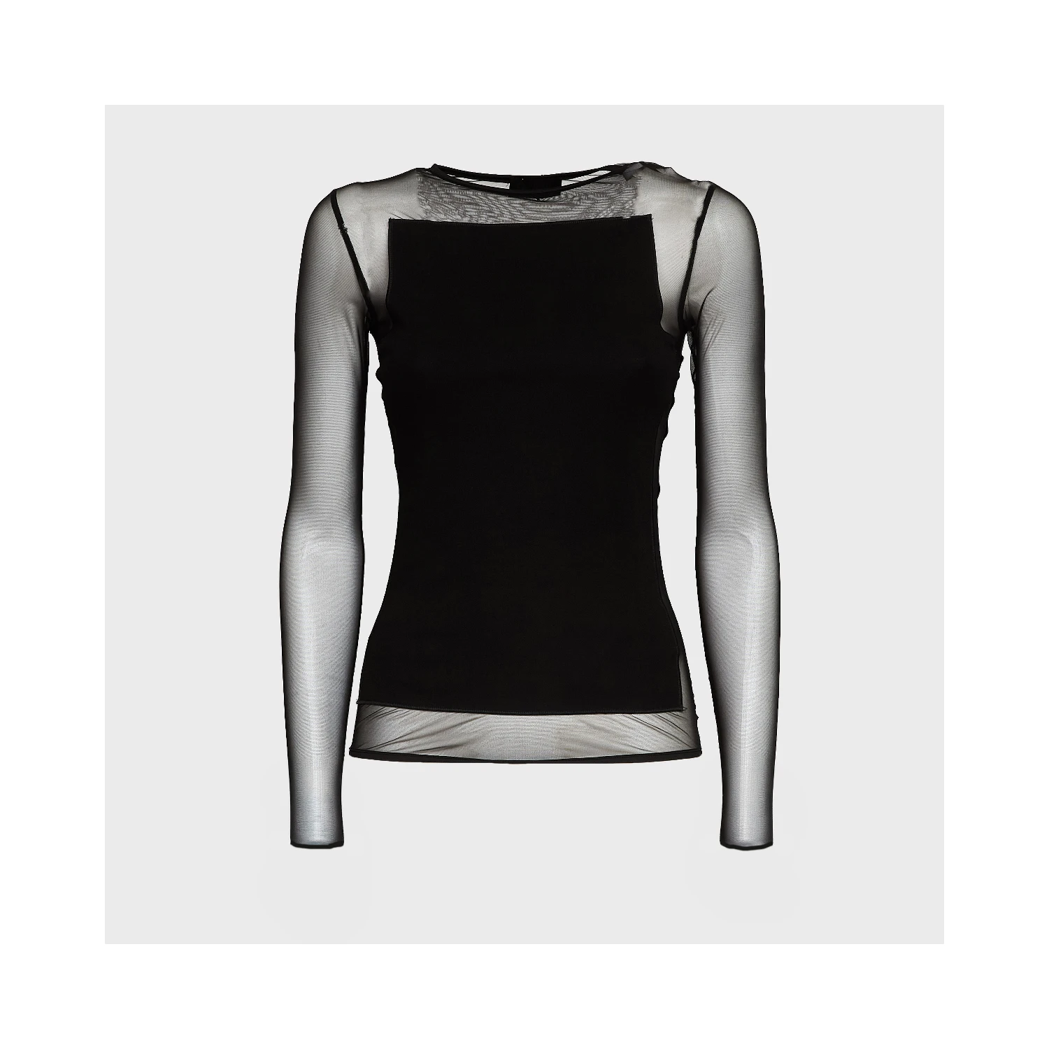 Maglia Girocollo Slim In Cotone Tulle