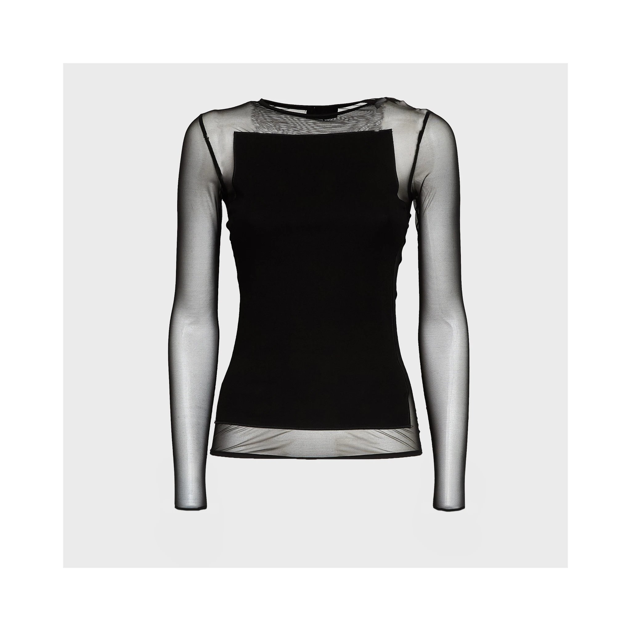 Maglia Girocollo Slim In Cotone Tulle