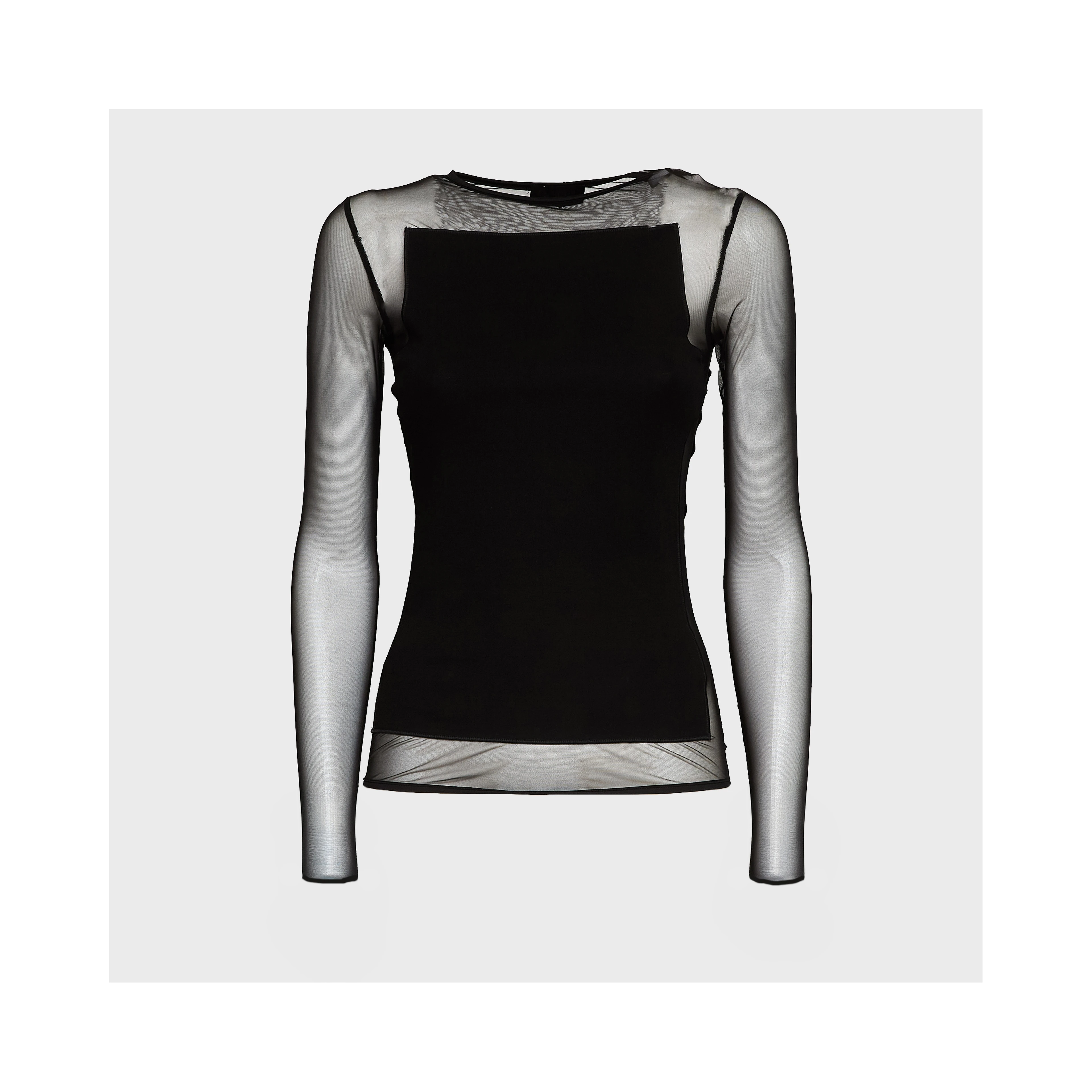 Maglia Girocollo Slim In Cotone Tulle