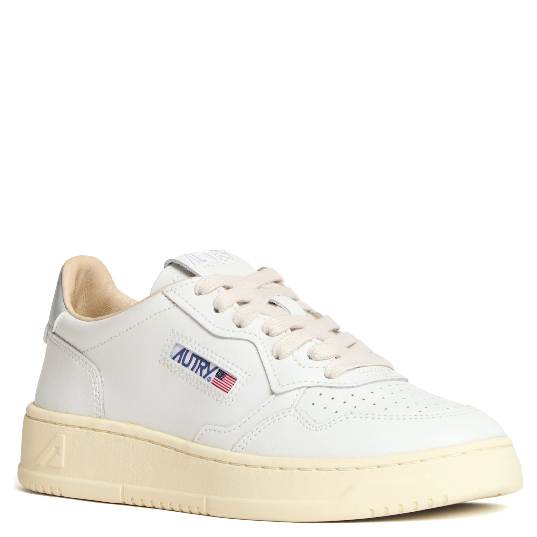 Sneakers Medalist Low In Pelle Bianca, Argento