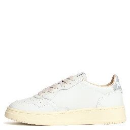 Sneakers Medalist Low In Pelle Bianca, Argento