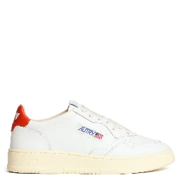 Sneakers Medalist Low In Pelle Bianca, Spicy Orange