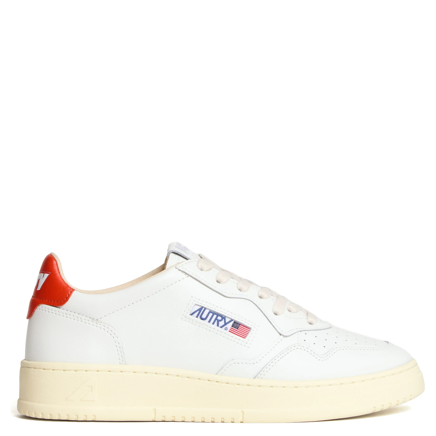 Sneakers Medalist Low In Pelle Bianca, Spicy Orange