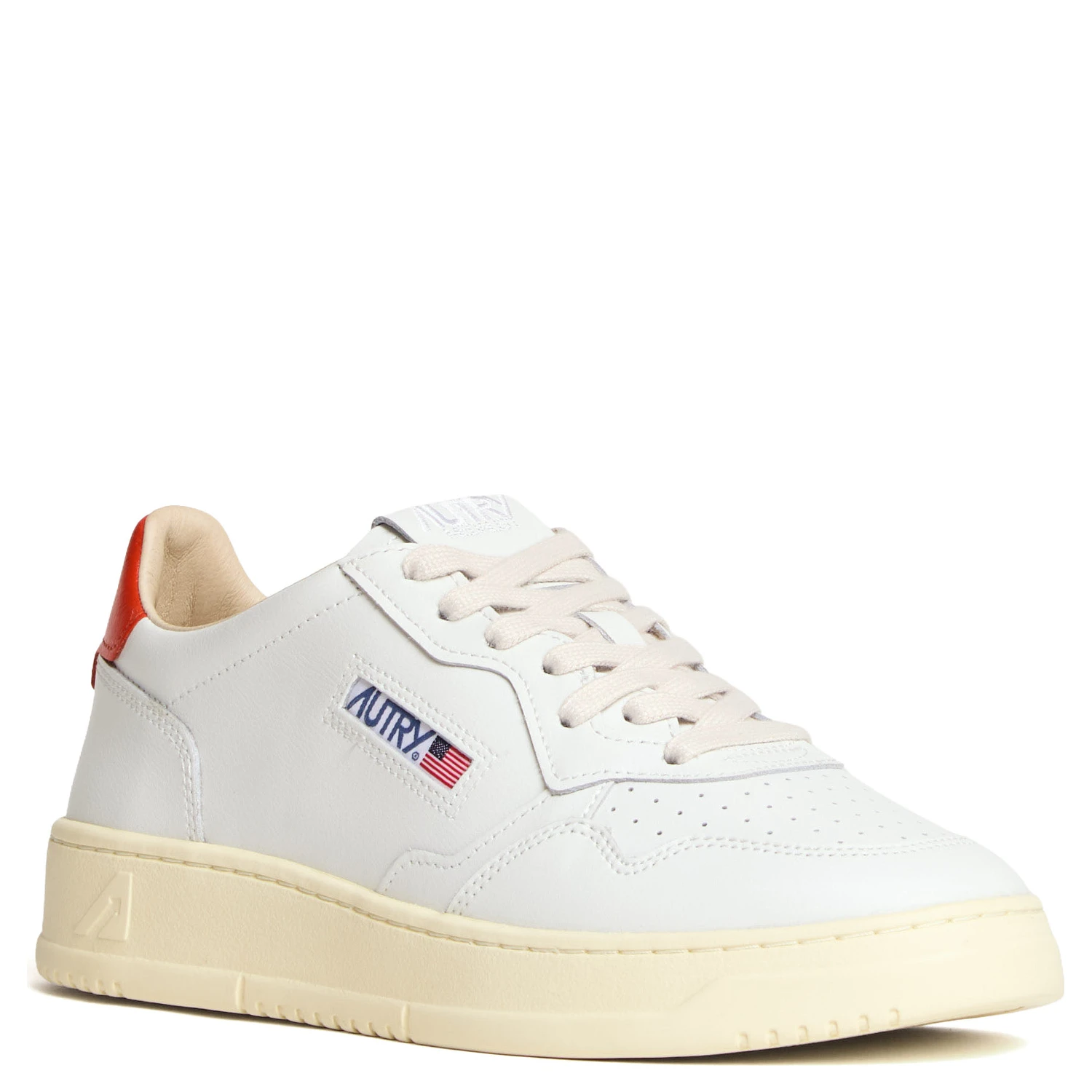 Sneakers Medalist Low In Pelle Bianca, Spicy Orange