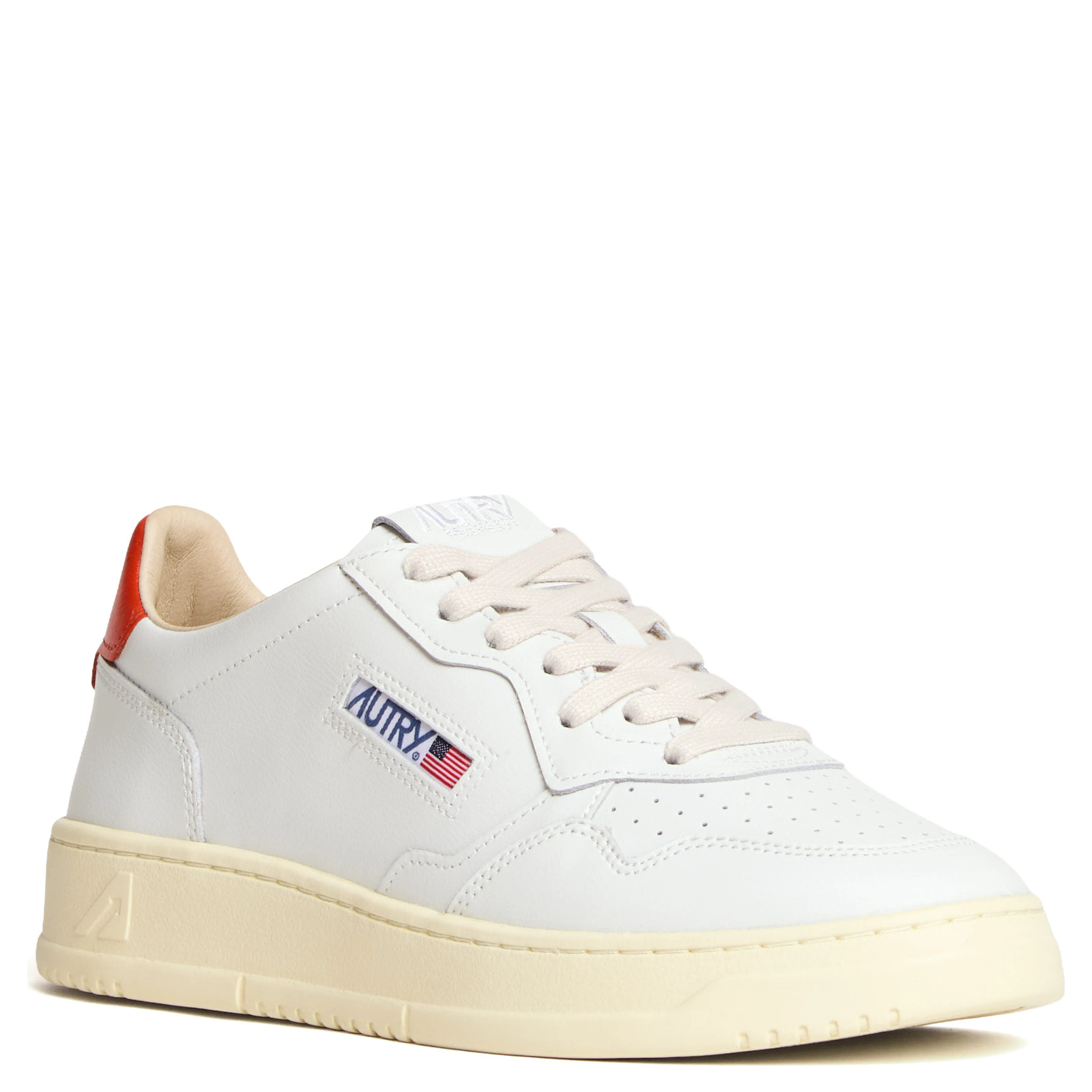 Sneakers Medalist Low In Pelle Bianca, Spicy Orange