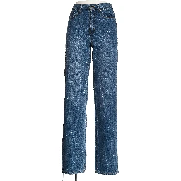 Rhinestone Denim Straight Leg Jeans