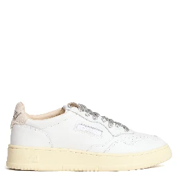 Sneakers Medalist Low In Pelle Bianca, Dettagli In Lurex Argento